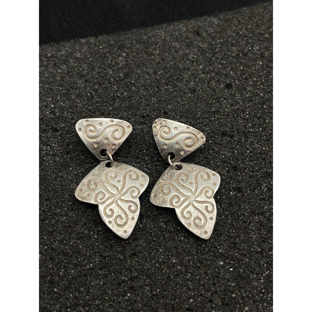 1.5" NP Southwestern Style Silver-Embossed Silver Earrings